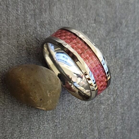 Women's Pink carbon Fiber Ring Band  - Carbon Fiber Ring - Picture 11 of 11